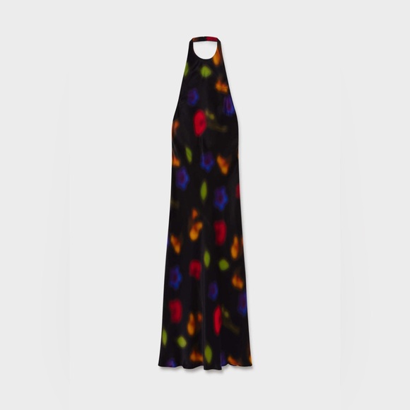 silk laundry halter dress in black blur - Picture 4 of 4